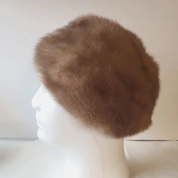 Vintage Brown Mink Fur Hat Women\'s Women. Made by Fashions by Winter. Vintage Mink Fur Hat – to la mer vintage main image 3